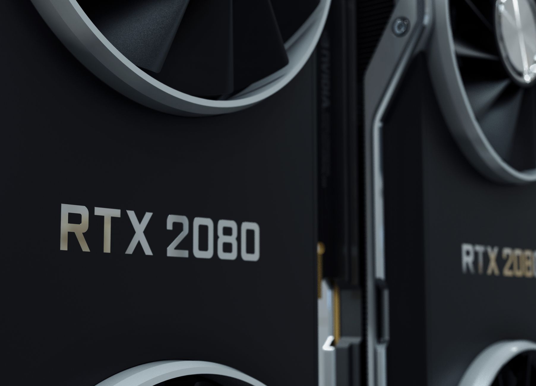 Zbliżenie karty graficznej NVIDIA RTX 2080 o nowoczesnym designie